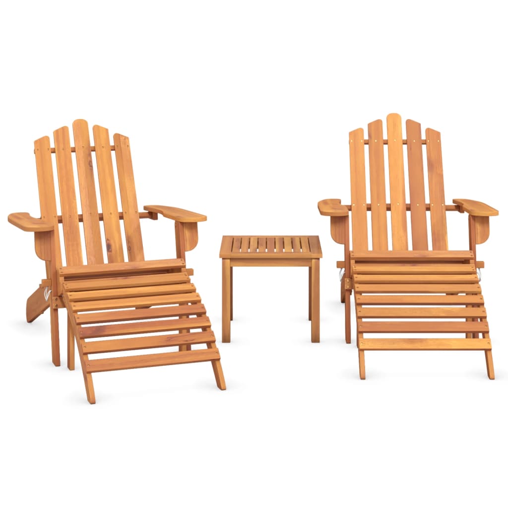 Ensemble de salon de jardin Adirondack 3 pcs bois acacia solide