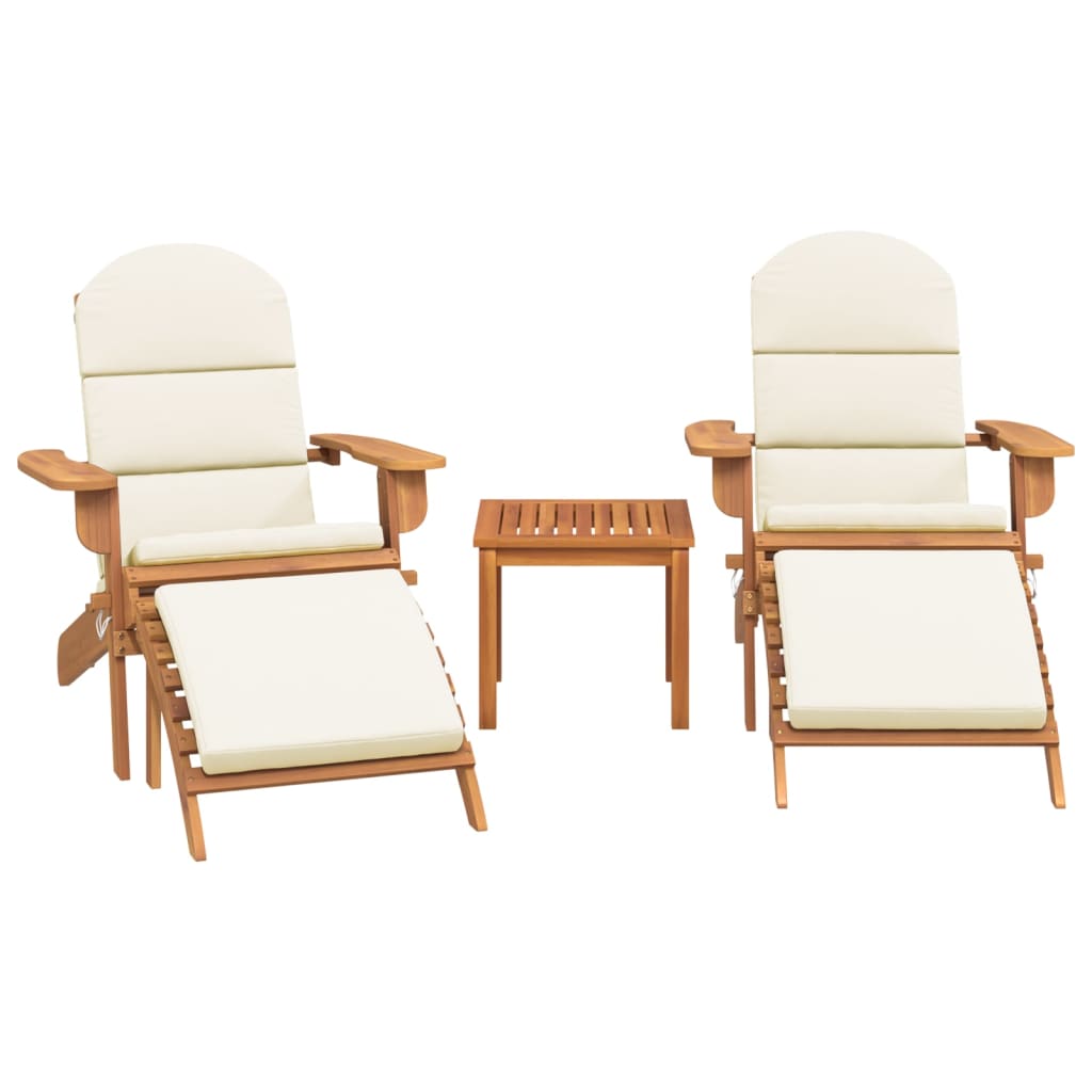 Ensemble de salon de jardin Adirondack 3 pcs bois acacia solide