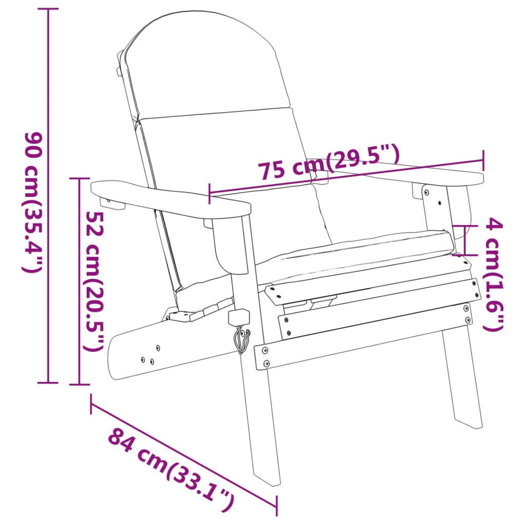 Ensemble de salon de jardin Adirondack 4 pcs bois acacia solide