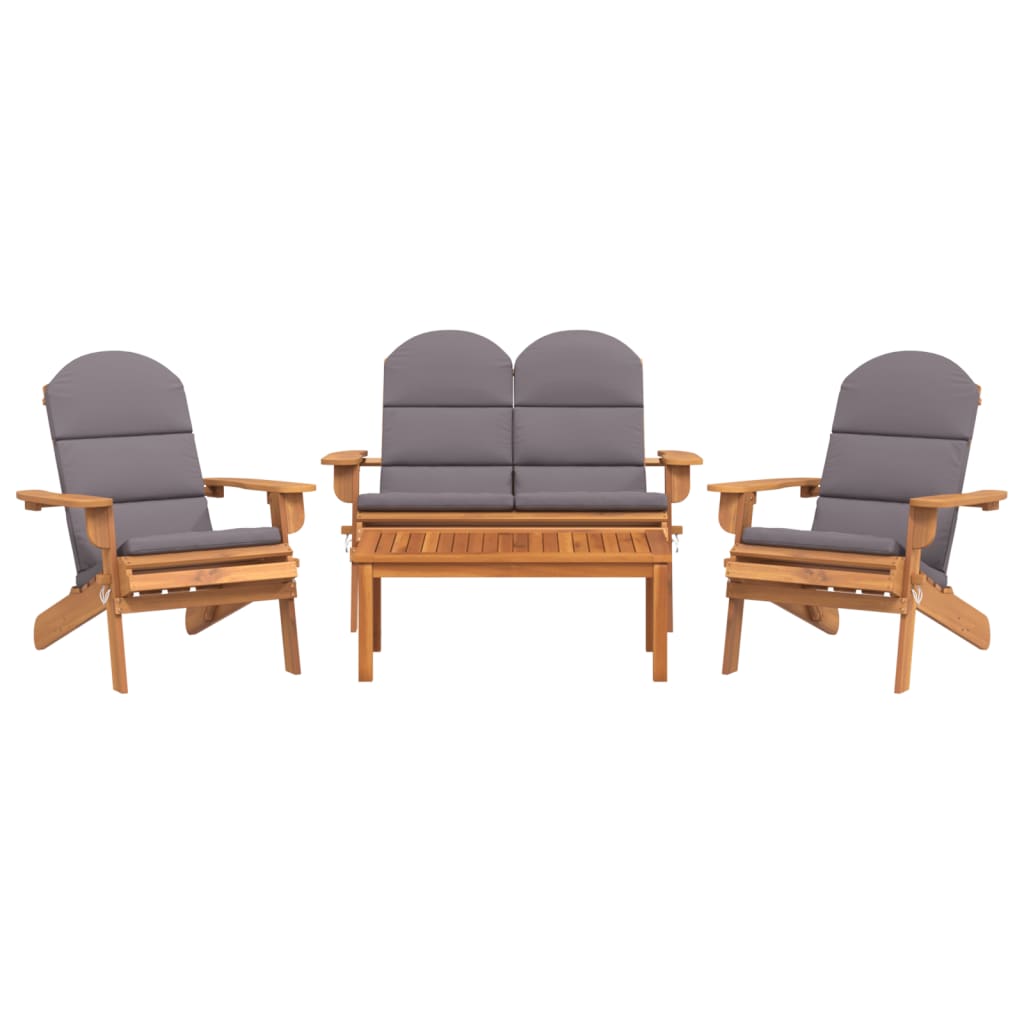 Ensemble de salon de jardin Adirondack 4 pcs bois acacia solide