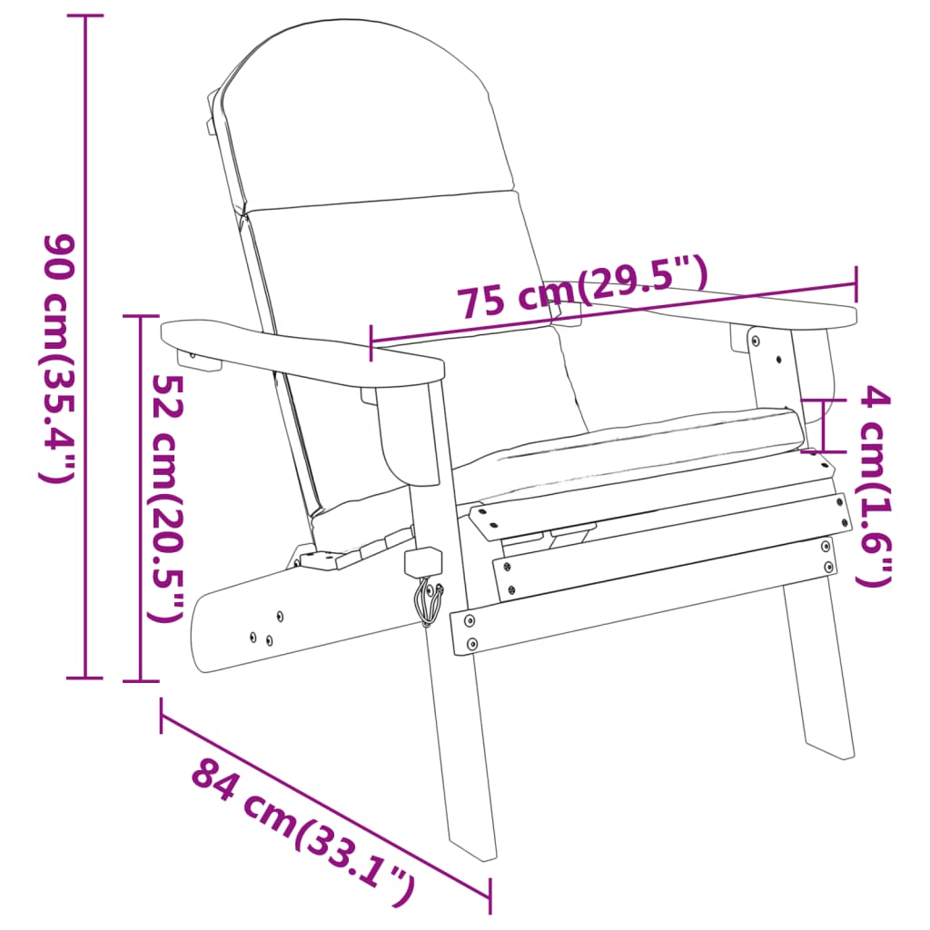 Ensemble de salon de jardin Adirondack 4 pcs bois acacia solide