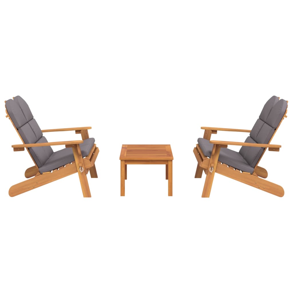 Ensemble de salon de jardin Adirondack 3 pcs bois acacia solide