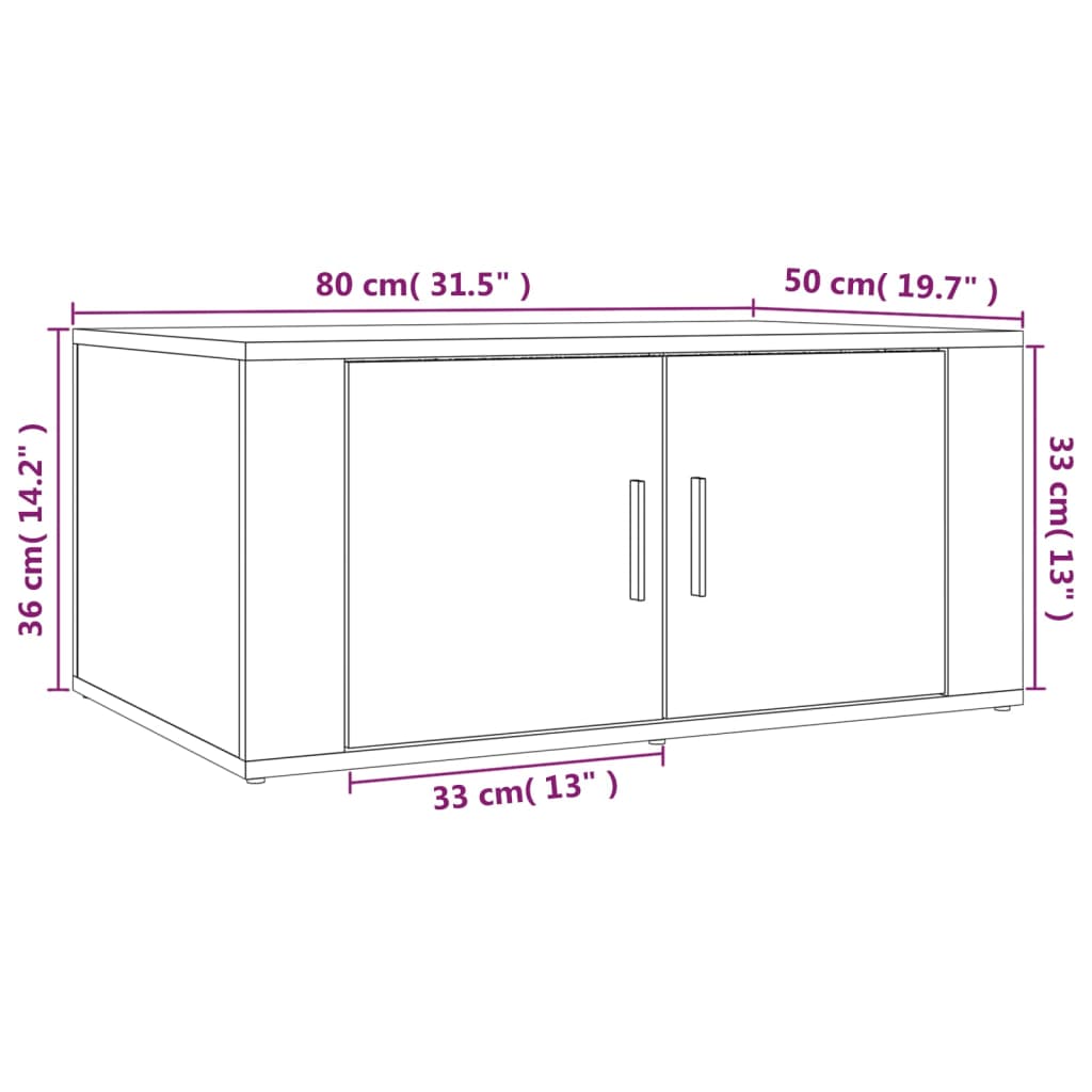 Table basse Noir 80x50x36 cm Bois d'ingénierie - XIOS