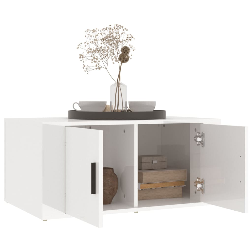 Table basse Blanc brillant 80x50x36 cm Bois d'ingénierie - XIOS