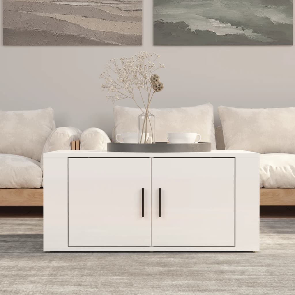Table basse Blanc brillant 80x50x36 cm Bois d'ingénierie - XIOS