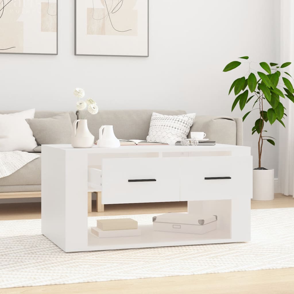 Table basse Blanc 80x50x40 cm Bois d'ingénierie - XIOS