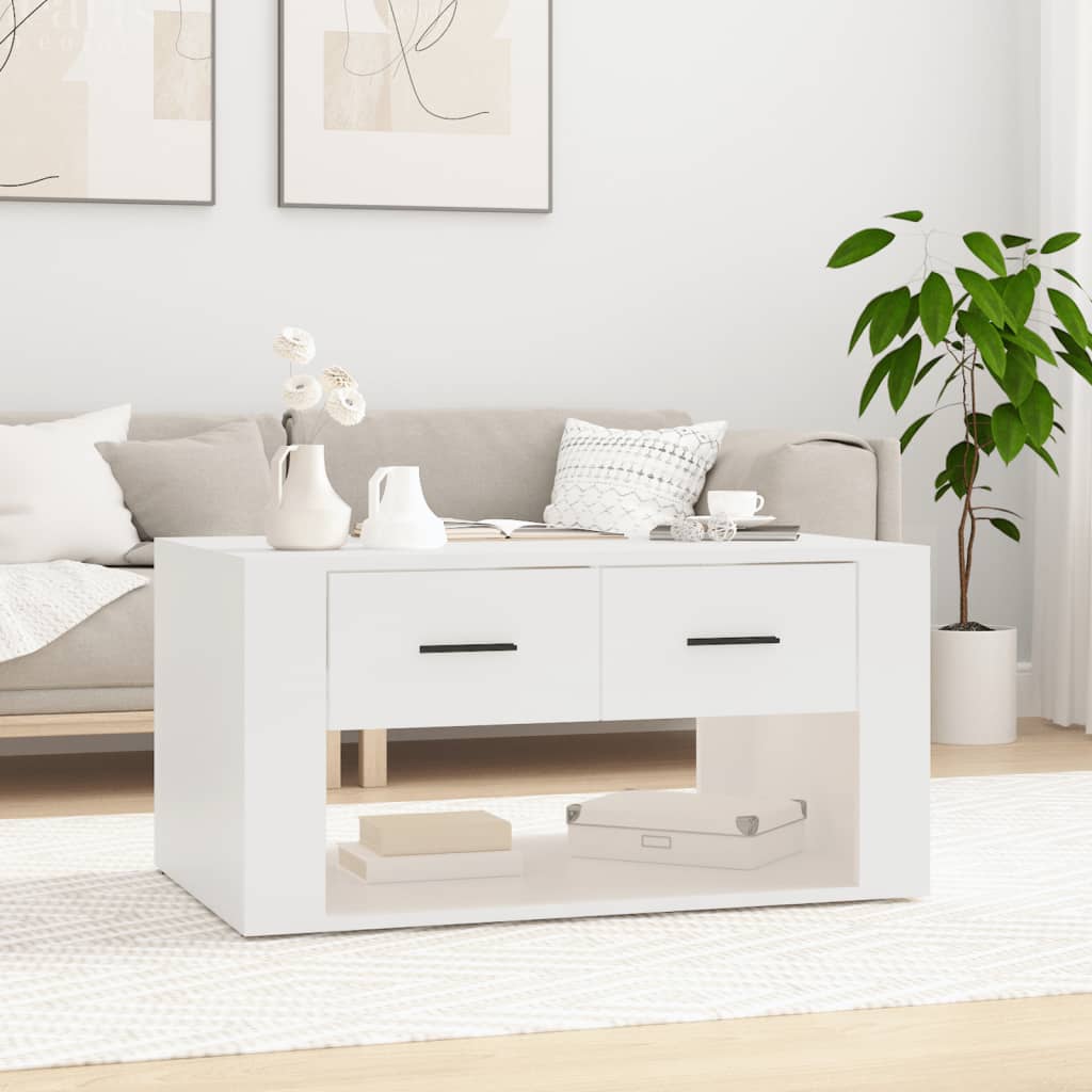 Table basse Blanc 80x50x40 cm Bois d'ingénierie - XIOS