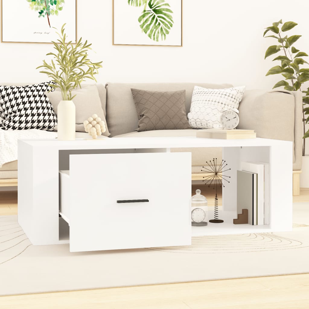 Table basse Blanc 100x50,5x35 cm Bois d'ingénierie - XIOS
