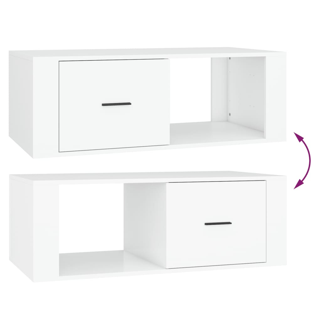 Table basse Blanc 100x50,5x35 cm Bois d'ingénierie - XIOS