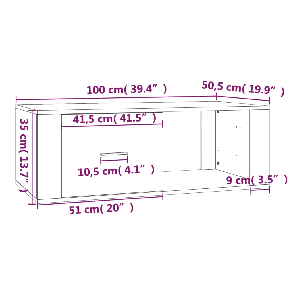 Table basse Blanc 100x50,5x35 cm Bois d'ingénierie - XIOS