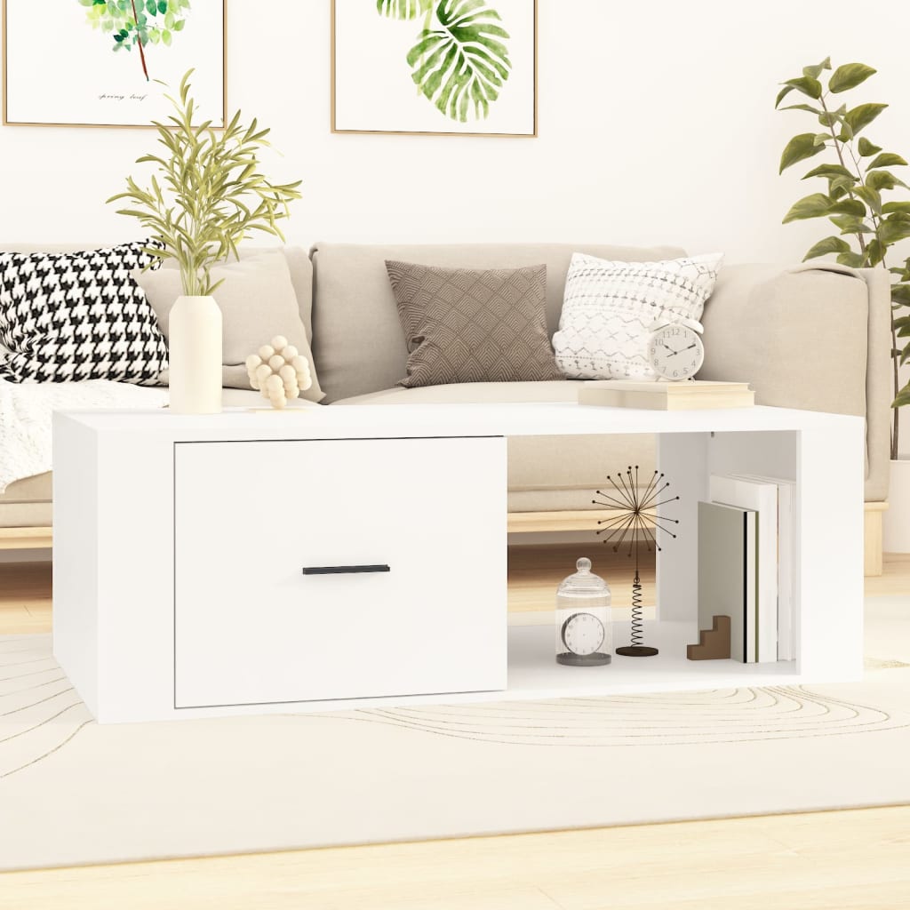 Table basse Blanc 100x50,5x35 cm Bois d'ingénierie - XIOS