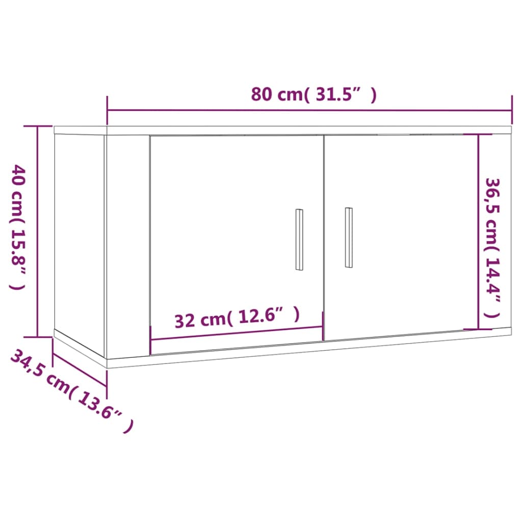 Meuble TV mural Blanc 80x34,5x40 cm - XIOS
