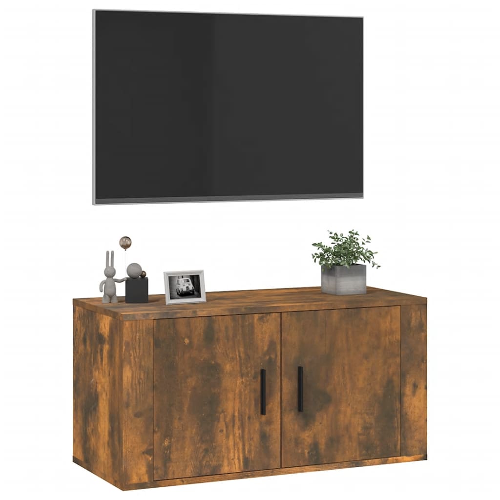 Meuble TV mural Chêne fumé 80x34,5x40 cm - XIOS