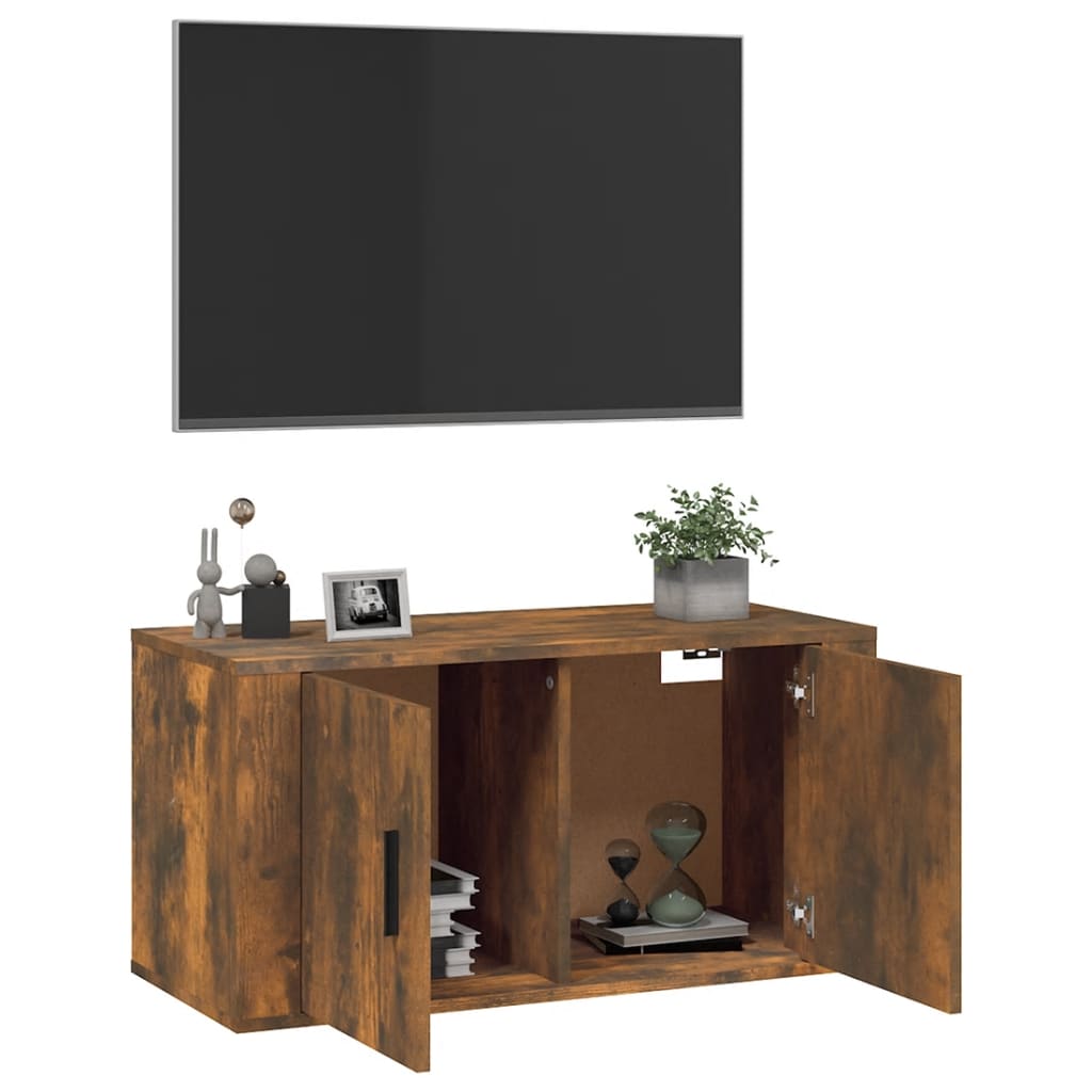 Meuble TV mural Chêne fumé 80x34,5x40 cm - XIOS