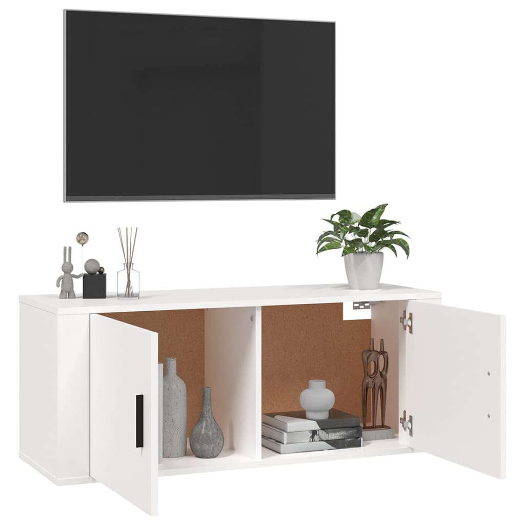 Meuble TV mural Blanc 100x34,5x40 cm - XIOS