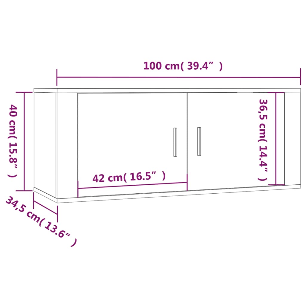 Meuble TV mural Blanc 100x34,5x40 cm - XIOS