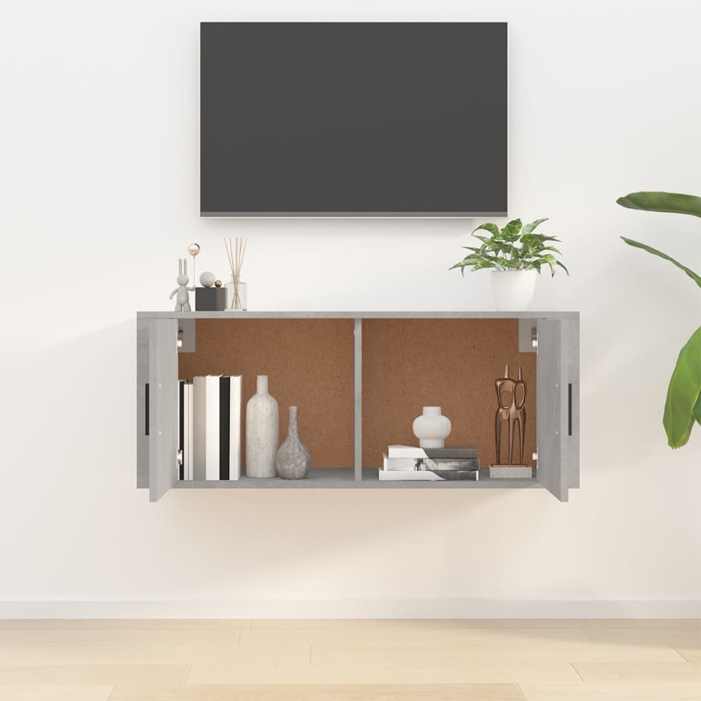 Meuble TV mural Gris béton 100x34,5x40 cm - XIOS