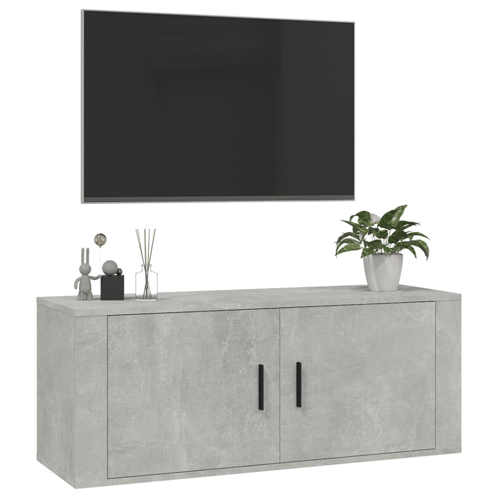 Meuble TV mural Gris béton 100x34,5x40 cm - XIOS