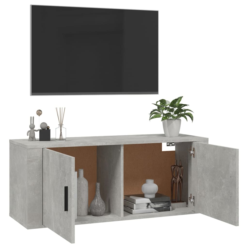 Meuble TV mural Gris béton 100x34,5x40 cm - XIOS