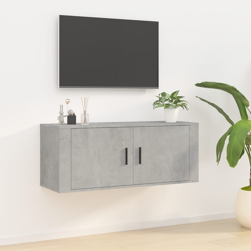 Meuble TV mural Gris béton 100x34,5x40 cm - XIOS