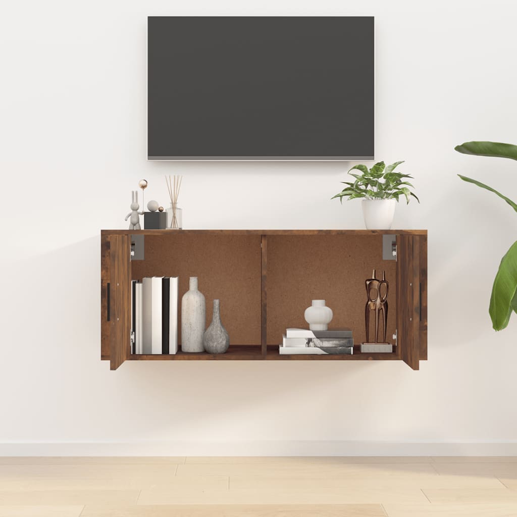 Meuble TV mural Chêne fumé 100x34,5x40 cm - XIOS