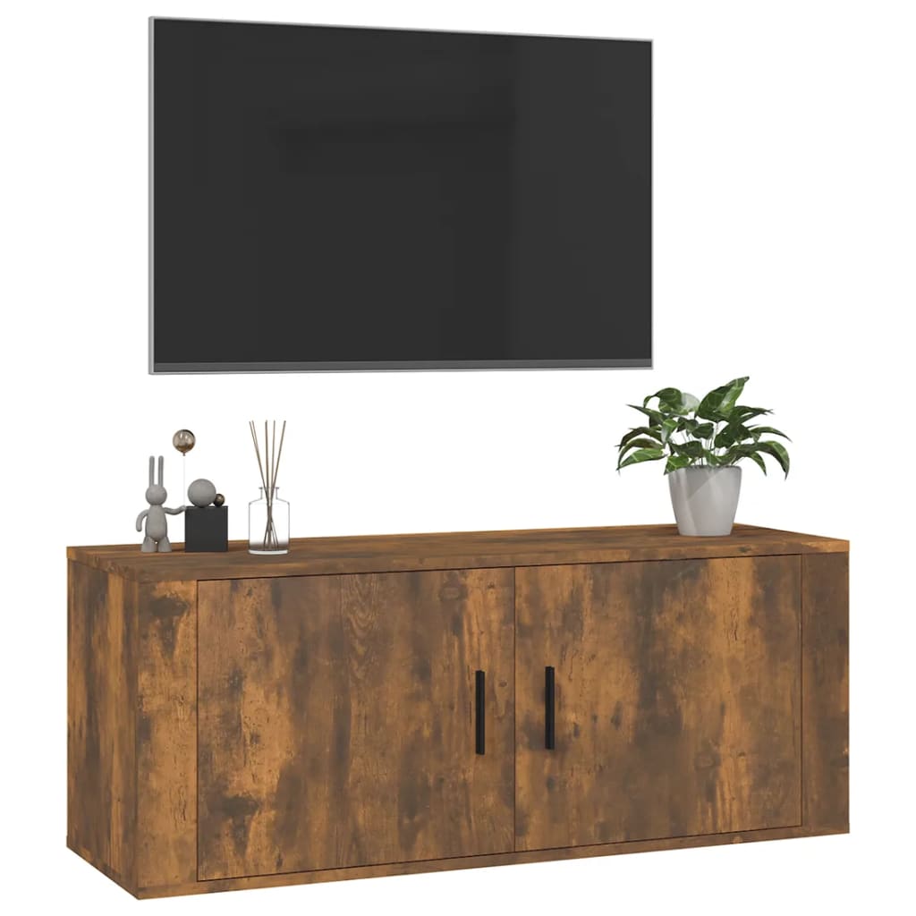 Meuble TV mural Chêne fumé 100x34,5x40 cm - XIOS