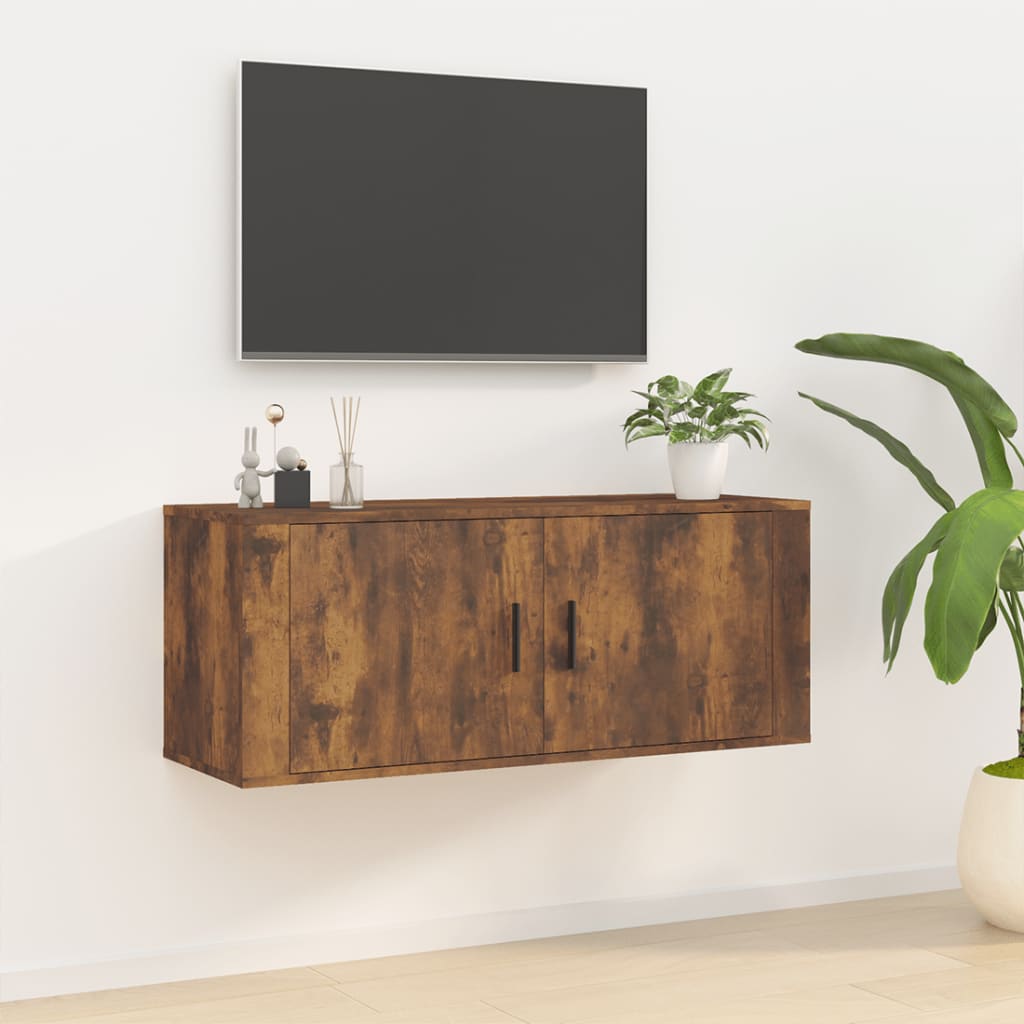 Meuble TV mural Chêne fumé 100x34,5x40 cm - XIOS