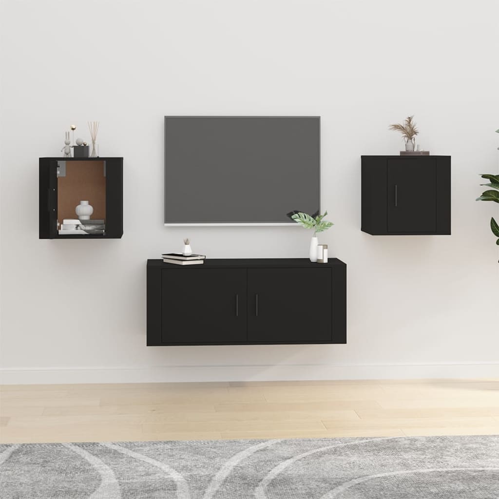 Meubles TV muraux 2 pcs Noir 40x34,5x40 cm - XIOS
