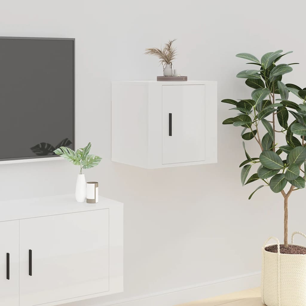 Meuble TV mural Blanc brillant 40x34,5x40 cm - XIOS