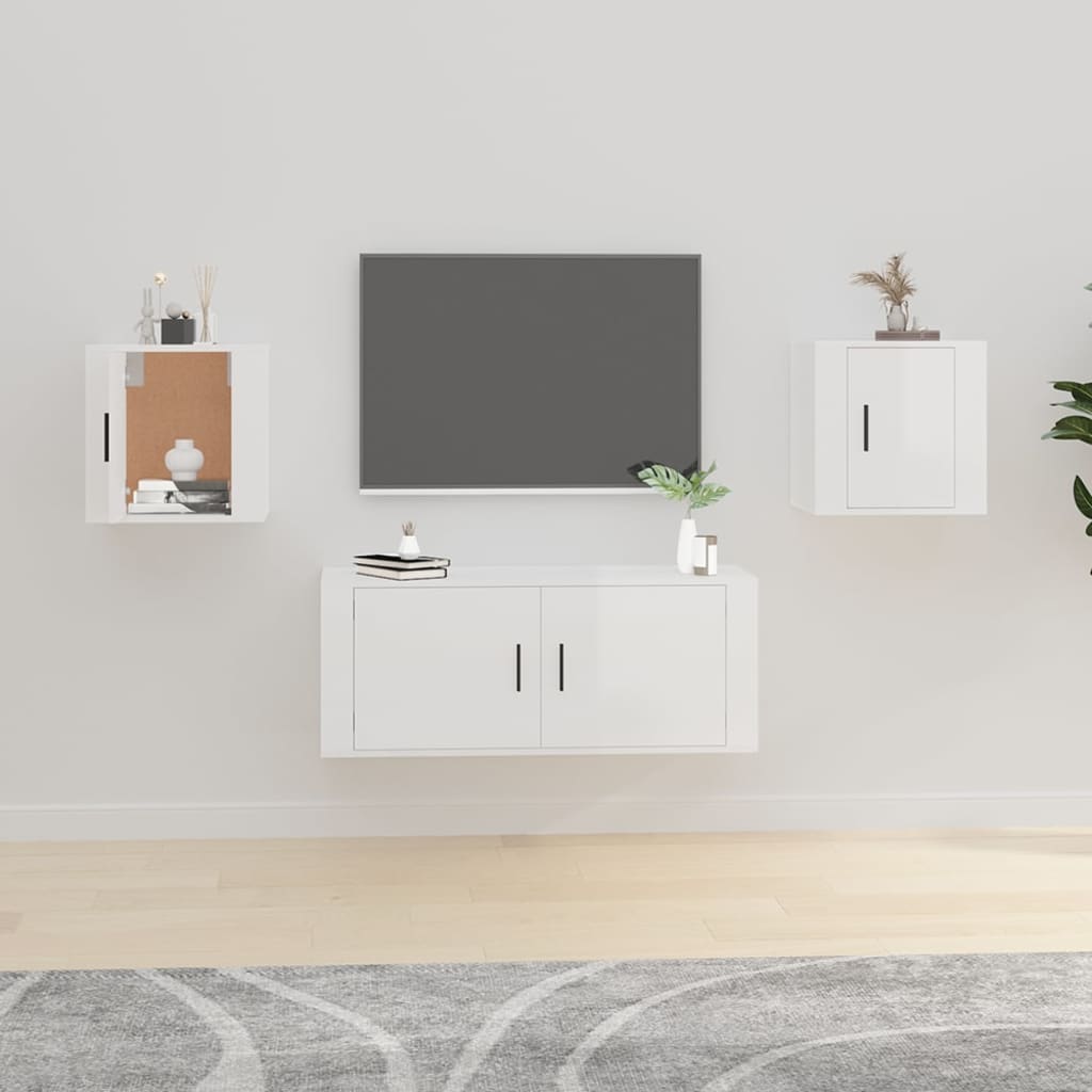 Meubles TV muraux 2 pcs Blanc brillant 40x34,5x40 cm - XIOS
