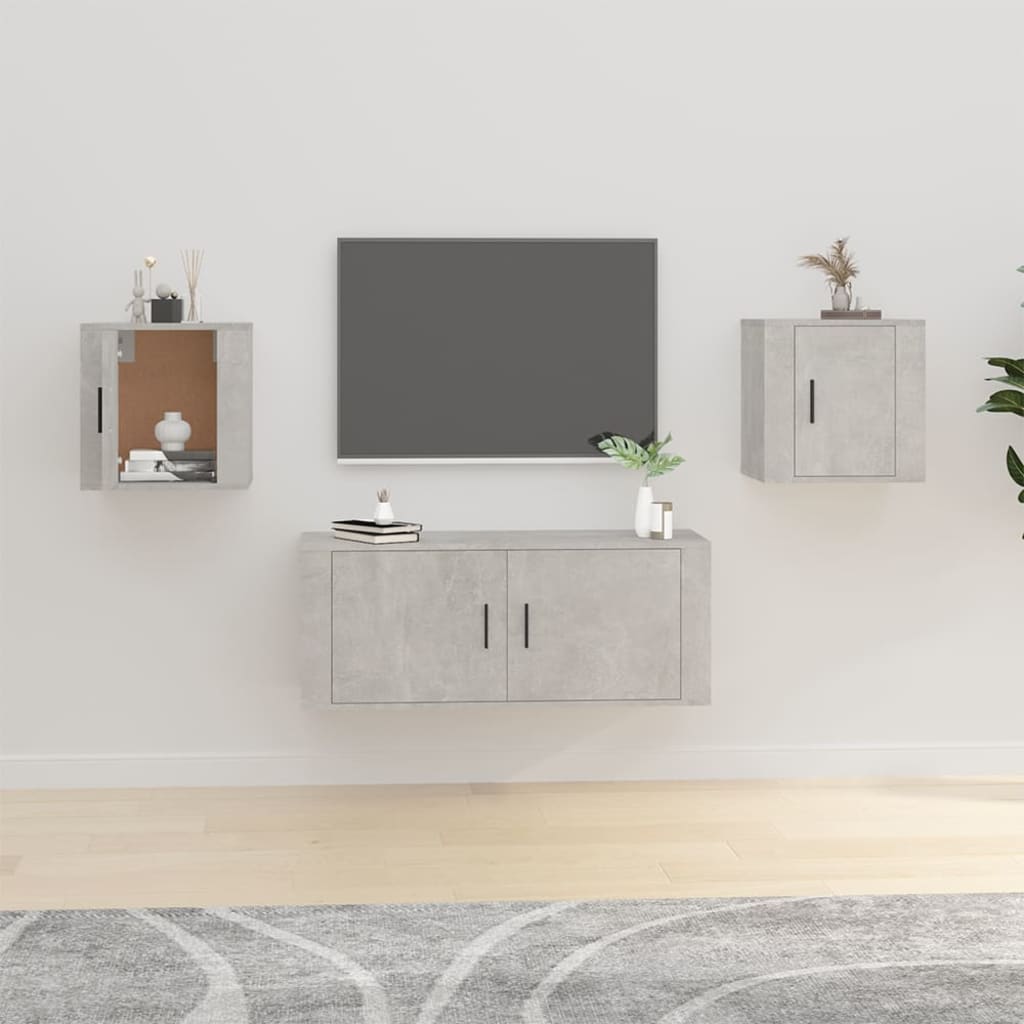 Meubles TV muraux 2 pcs Gris béton 40x34,5x40 cm - XIOS