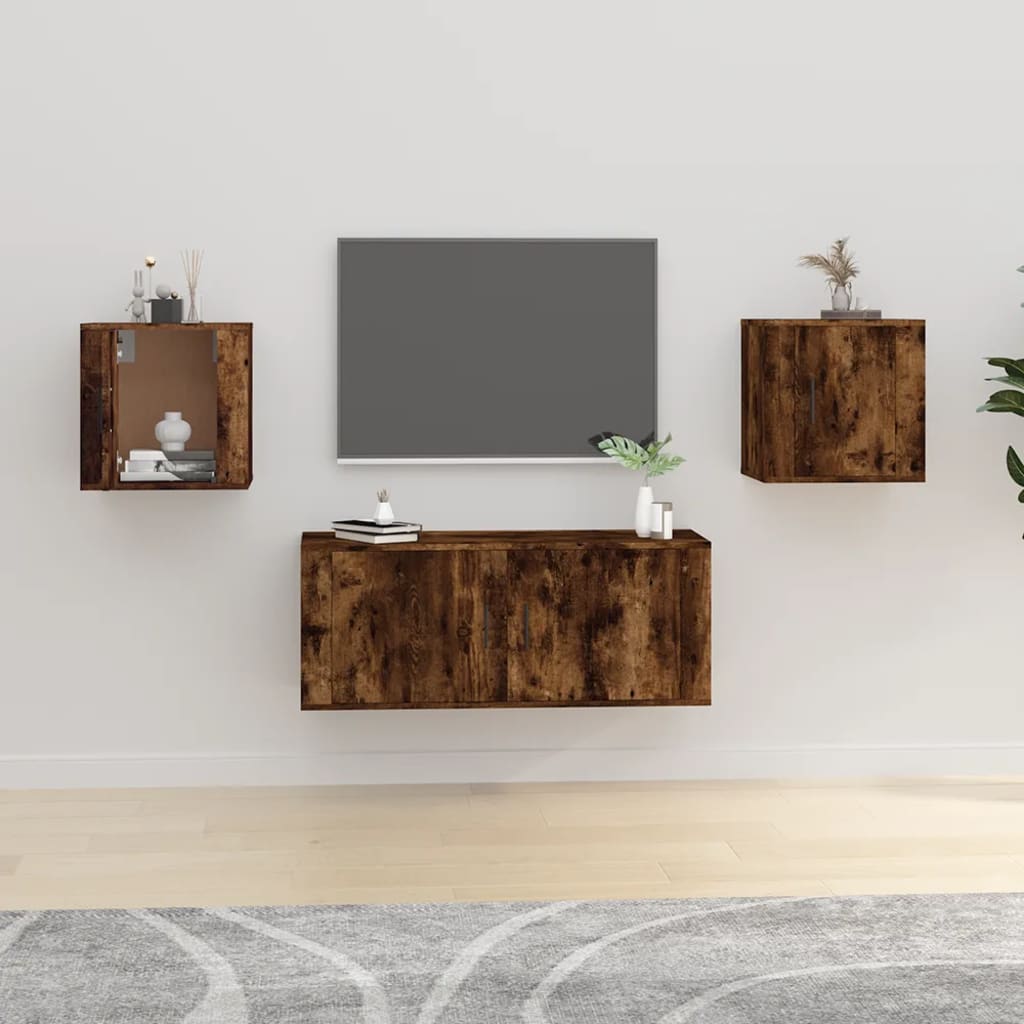 Meubles TV muraux 2 pcs Chêne fumé 40x34,5x40 cm - XIOS