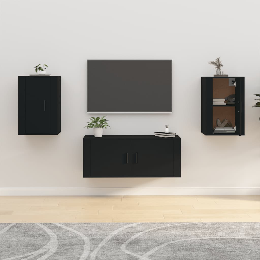 Meubles TV muraux 2 pcs Noir 40x34,5x60 cm Meubles TV vidaXL   