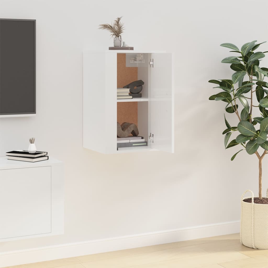 Meuble TV mural Blanc brillant 40x34,5x60 cm - XIOS