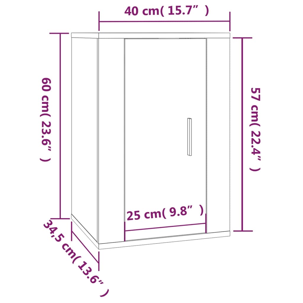 Meuble TV mural Blanc brillant 40x34,5x60 cm - XIOS