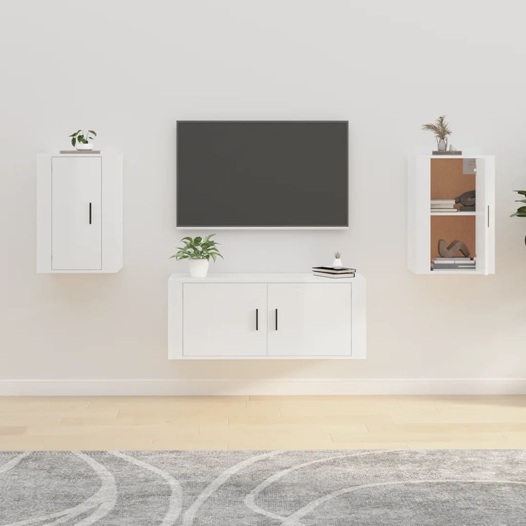 Meubles TV muraux 2 pcs Blanc brillant 40x34,5x60 cm Meubles TV vidaXL   