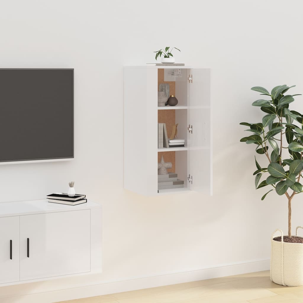 Meuble TV mural Blanc brillant 40x34,5x80 cm - XIOS