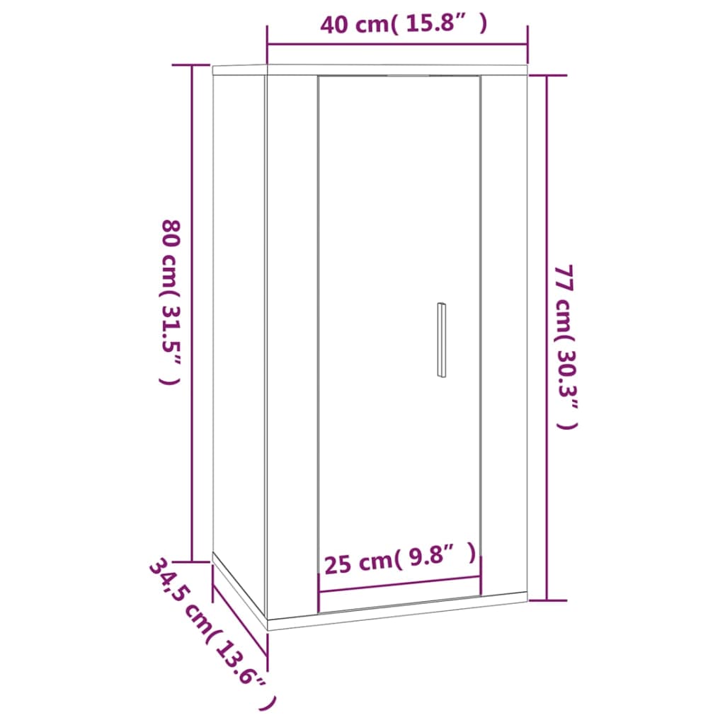 Meuble TV mural Blanc brillant 40x34,5x80 cm - XIOS