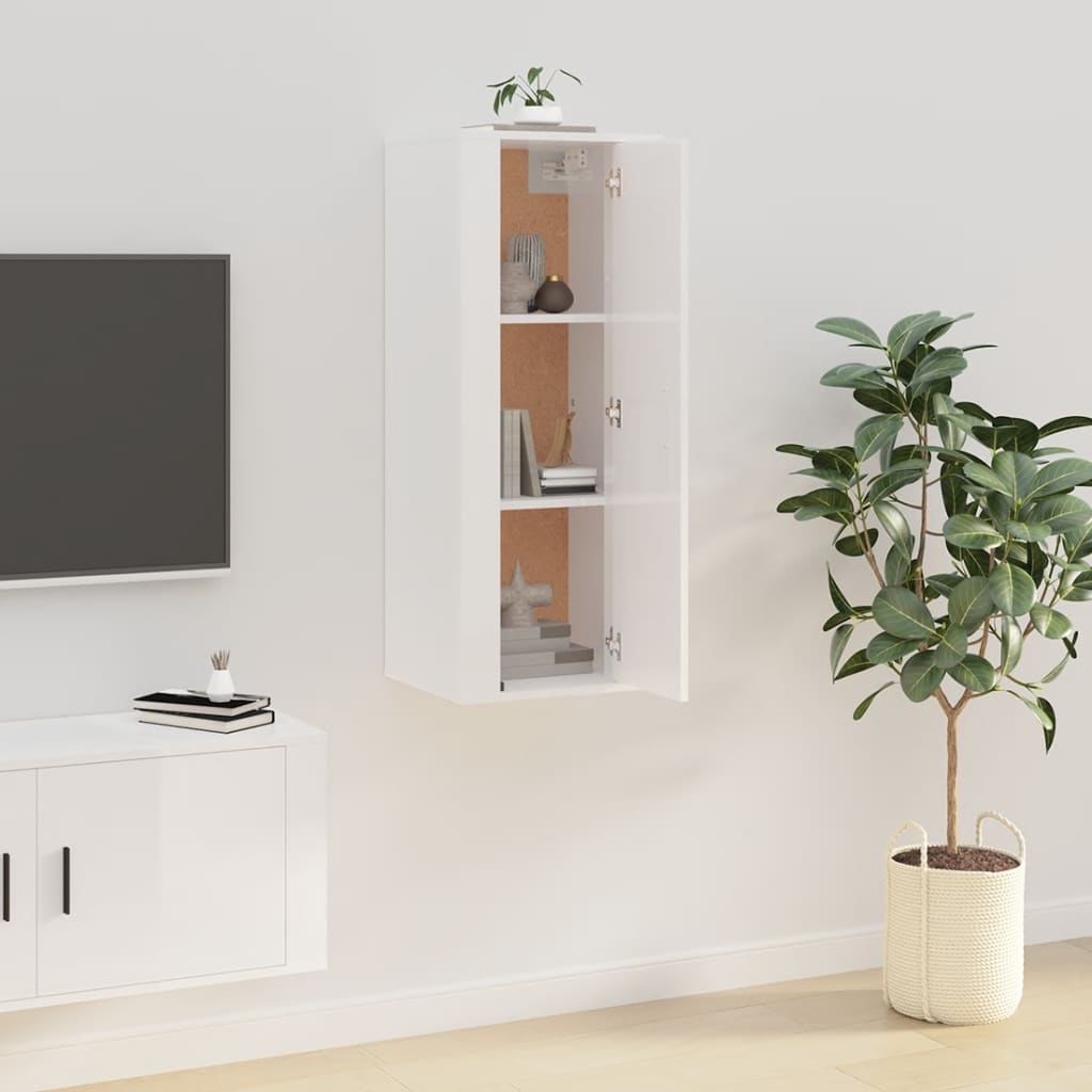 Meuble TV mural Blanc brillant 40x34,5x100 cm Meubles TV vidaXL   