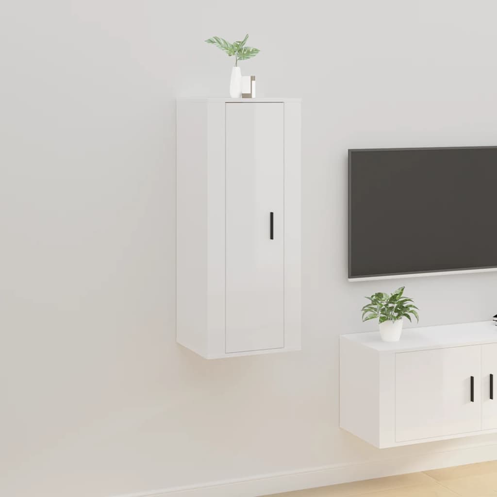 Meuble TV mural Blanc brillant 40x34,5x100 cm Meubles TV vidaXL   