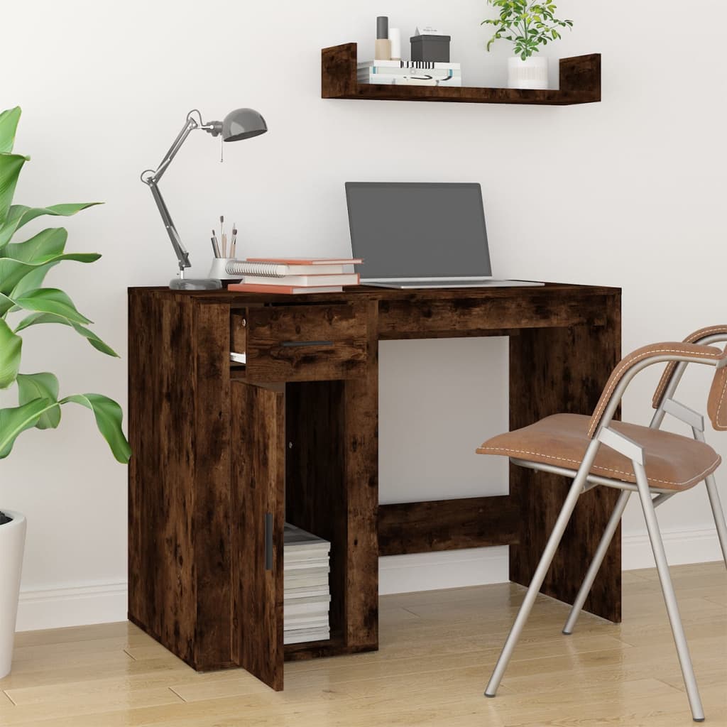 Bureau Chêne fumé 100x49x75 cm Bois d'ingénierie Bureaux vidaXL