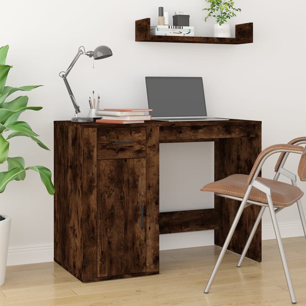 Bureau Chêne fumé 100x49x75 cm Bois d'ingénierie Bureaux vidaXL