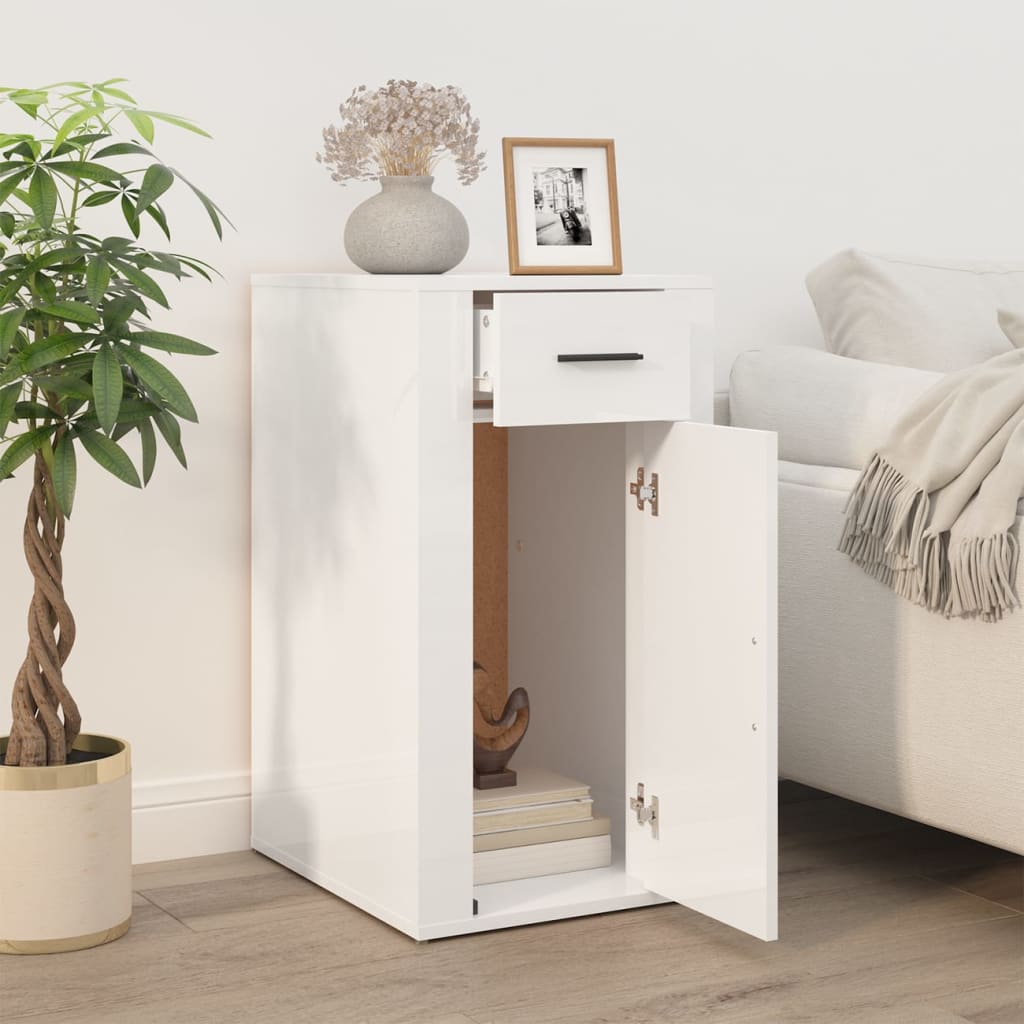 Armoire de bureau Blanc brillant 40x49x75 cm Bois d'ingénierie - XIOS