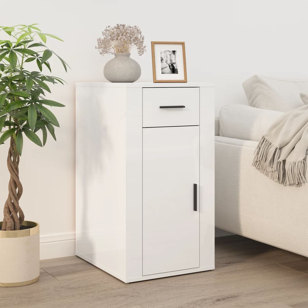 Armoire de bureau Blanc brillant 40x49x75 cm Bois d'ingénierie - XIOS