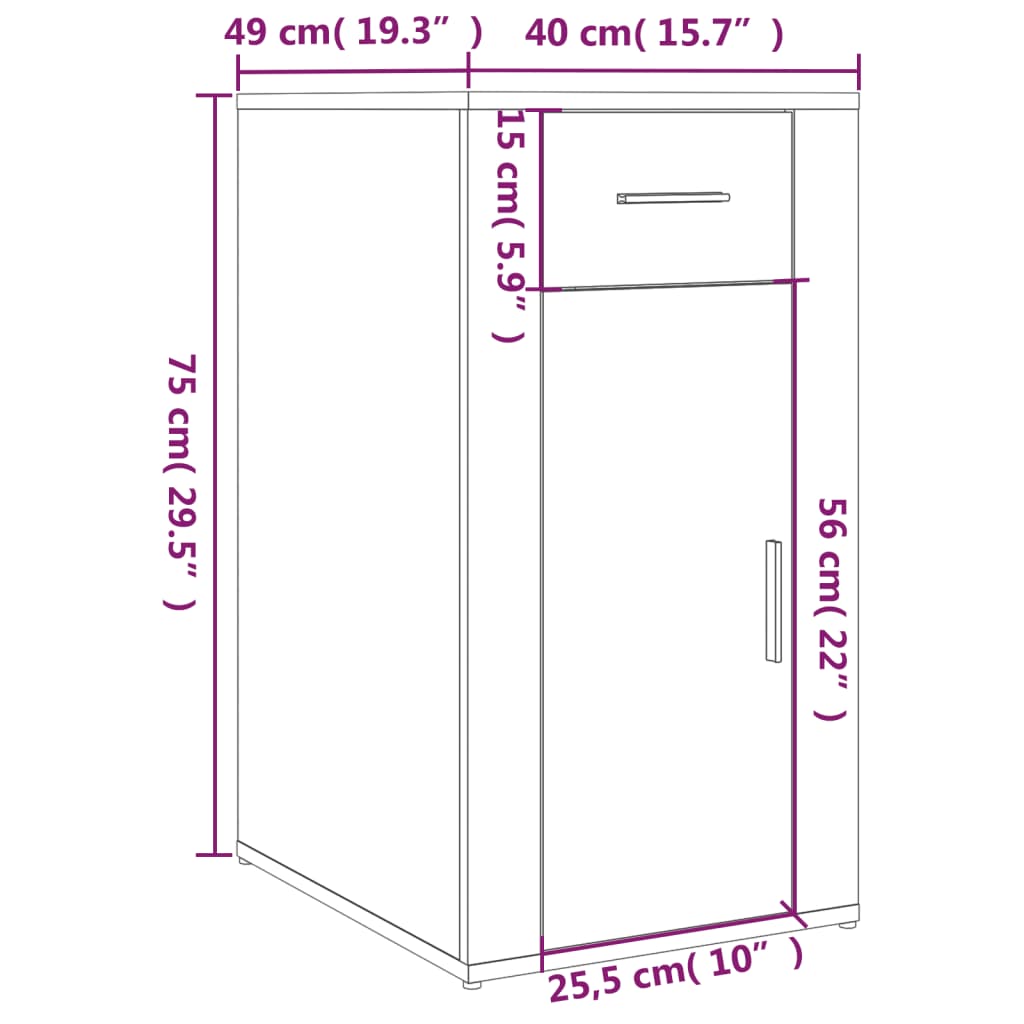 Armoire de bureau Gris béton 40x49x75 cm Bois d'ingénierie - XIOS