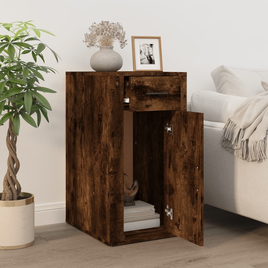 Armoire de bureau Chêne fumé 40x49x75 cm Bois d'ingénierie - XIOS