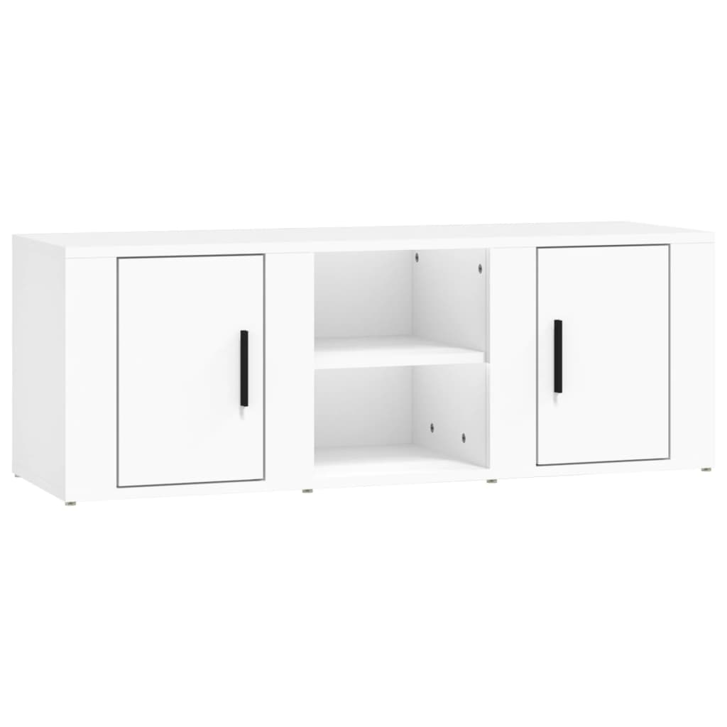 Meuble TV Blanc 100x31,5x35 cm Bois d'ingénierie - XIOS