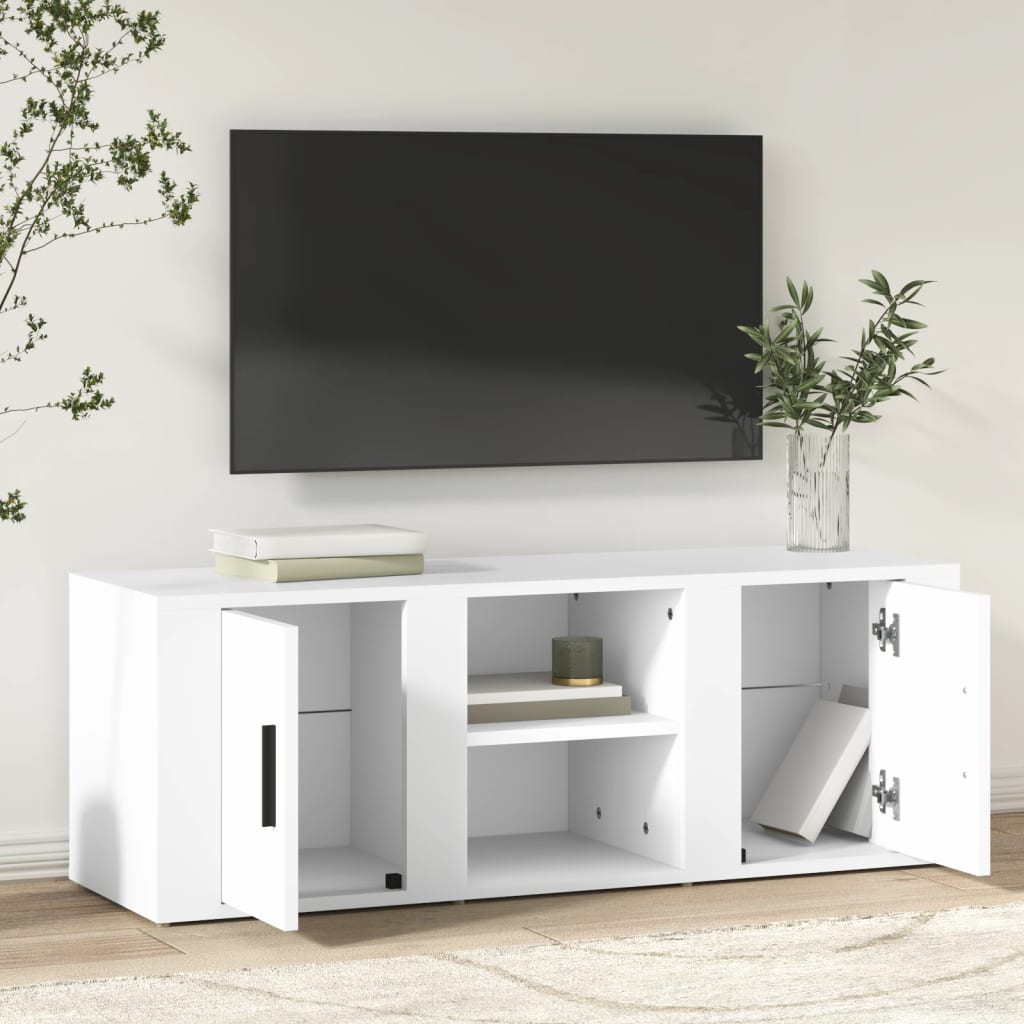 Meuble TV Blanc 100x31,5x35 cm Bois d'ingénierie - XIOS