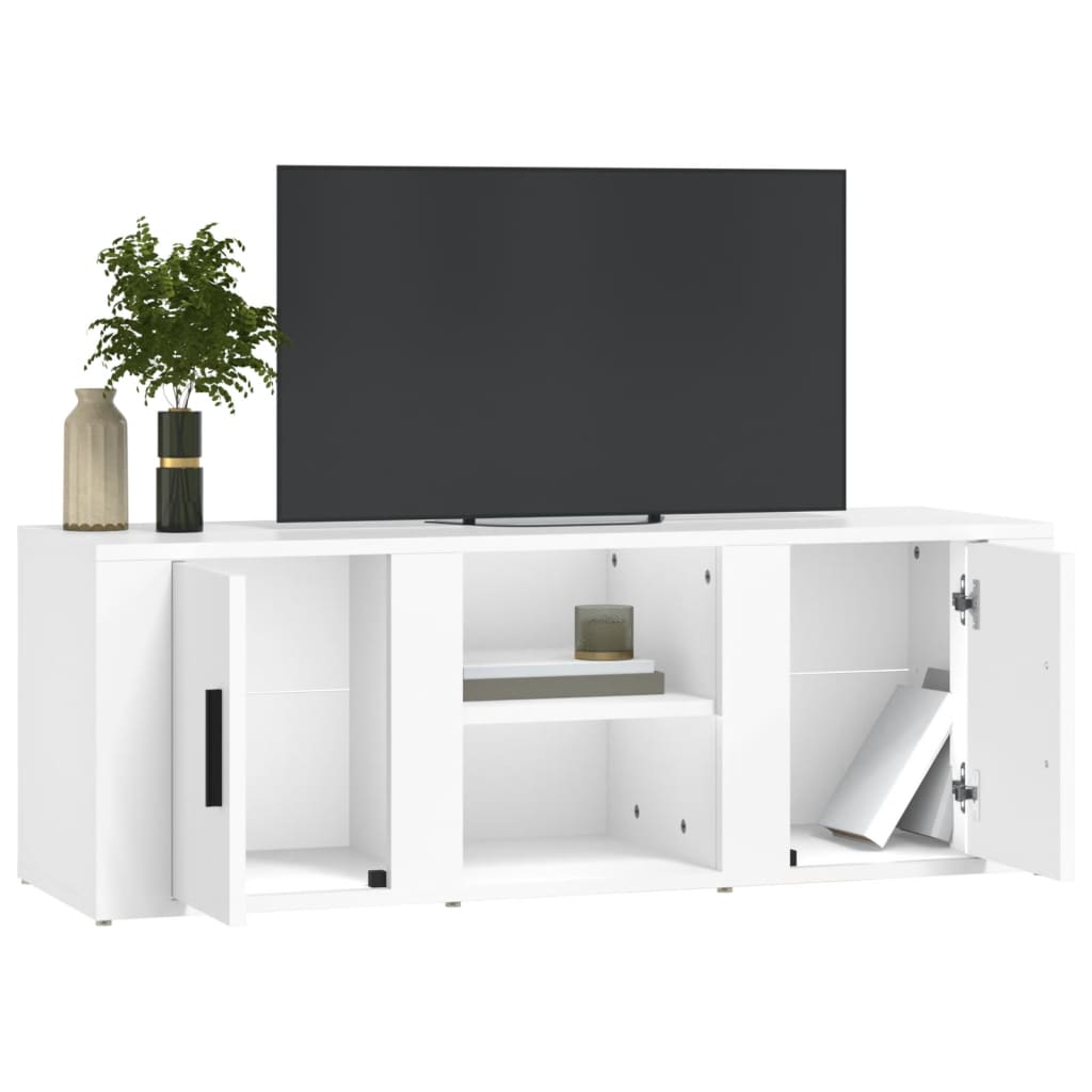 Meuble TV Blanc 100x31,5x35 cm Bois d'ingénierie - XIOS