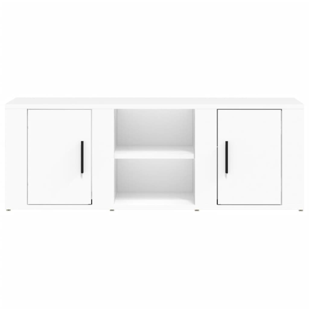 Meuble TV Blanc 100x31,5x35 cm Bois d'ingénierie - XIOS